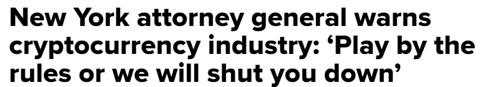 #纽约总检察长大力抨击加密货币#:遵守规则 否则我们将关闭你们