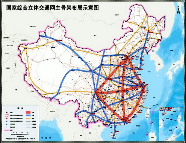 国家综合立体交通网主骨架布局示意图。资料来源:交通运输部