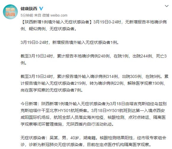 陕西新增1例境外输入无症状感染者 陕西 新冠肺炎 新浪科技 新浪网 陕西新增1例境外输入无症状感染者 陕西 新冠肺炎 新浪科技 新浪网