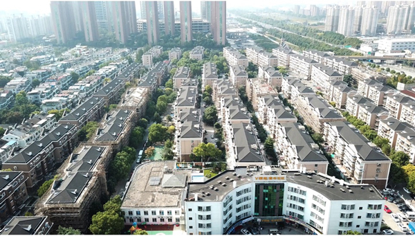 图说:修缮后的莲花公寓鸟瞰全景.桃浦镇供图(下同)