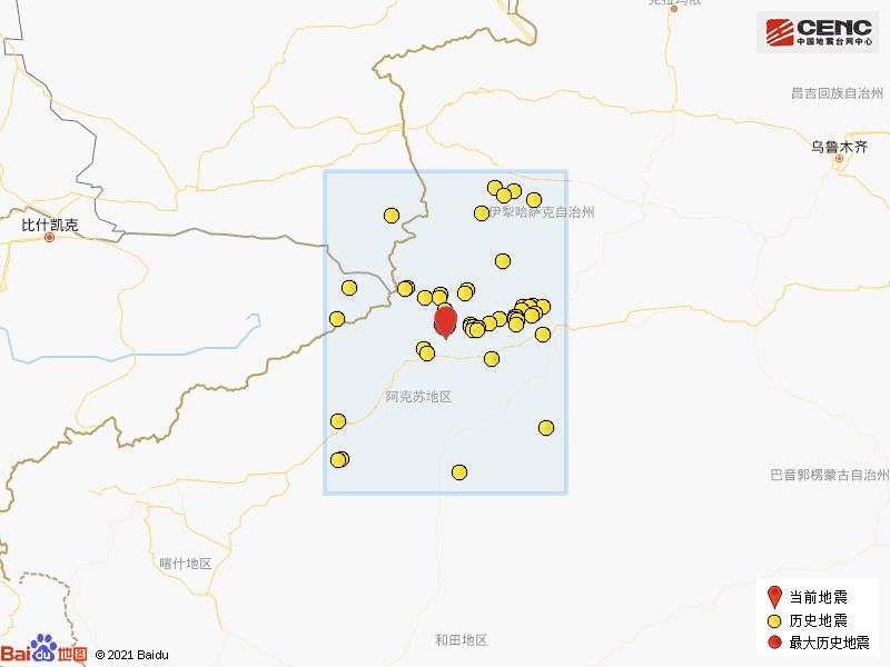 新疆阿克苏地区拜城县发生54级地震