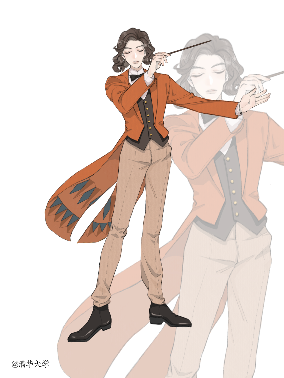 燕尾服菱形的窗户点缀在衣摆上15左滑查看原型浅咖色条纹加上紧跟潮流