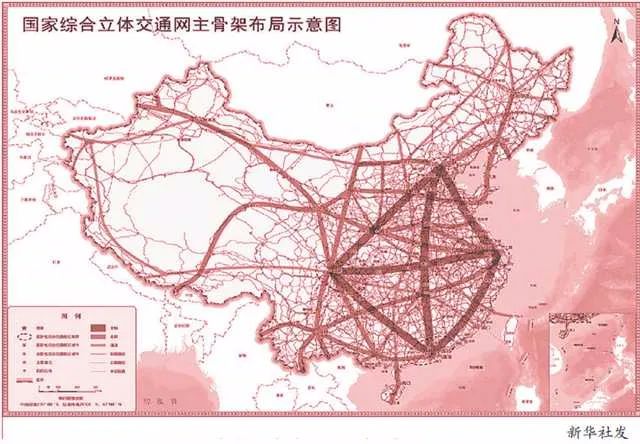 国家综合立体交通网主骨架布局示意图  图：新华社