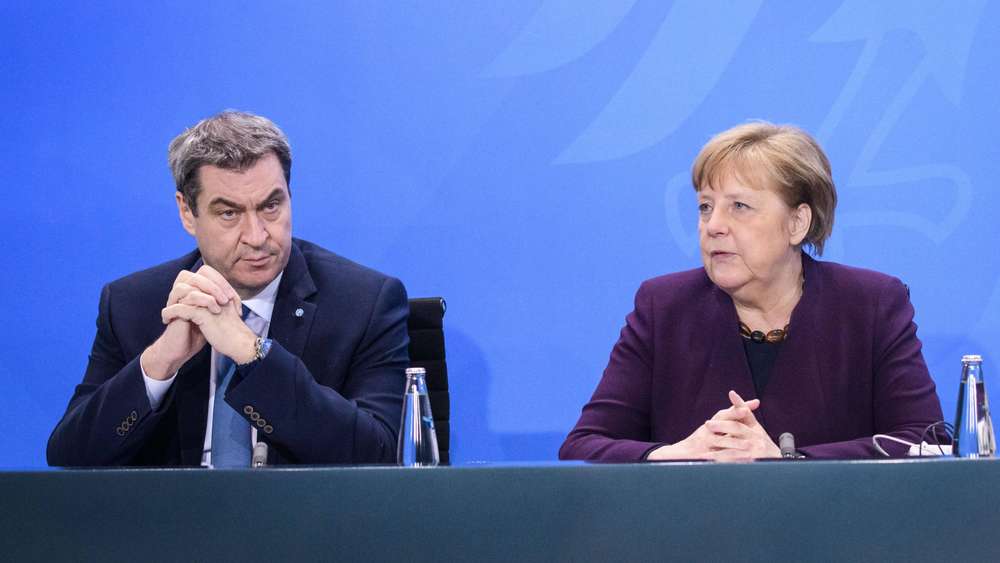 △德国总理默克尔（右）和基社盟党主席索德尔日前在新闻发布会上（来源：网络）