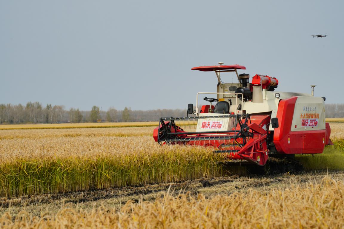 无人驾驶农机驰骋沃野,展示最新成果中国农业机械化协会会长刘宪表示