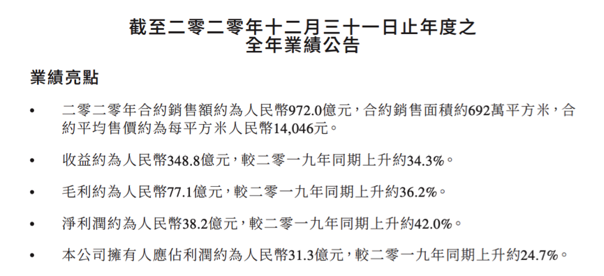 图片来源：金辉控股2020年年报