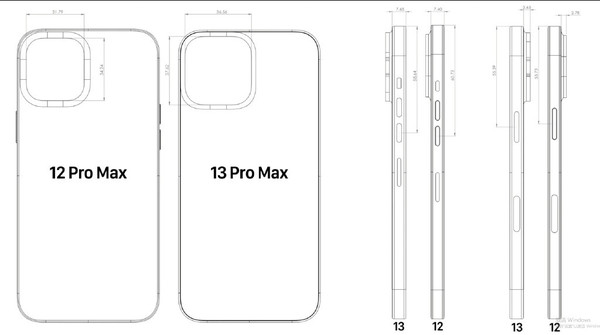 iPhone 13 Pro Max对比iPhone 12 Pro Max（图源微博）