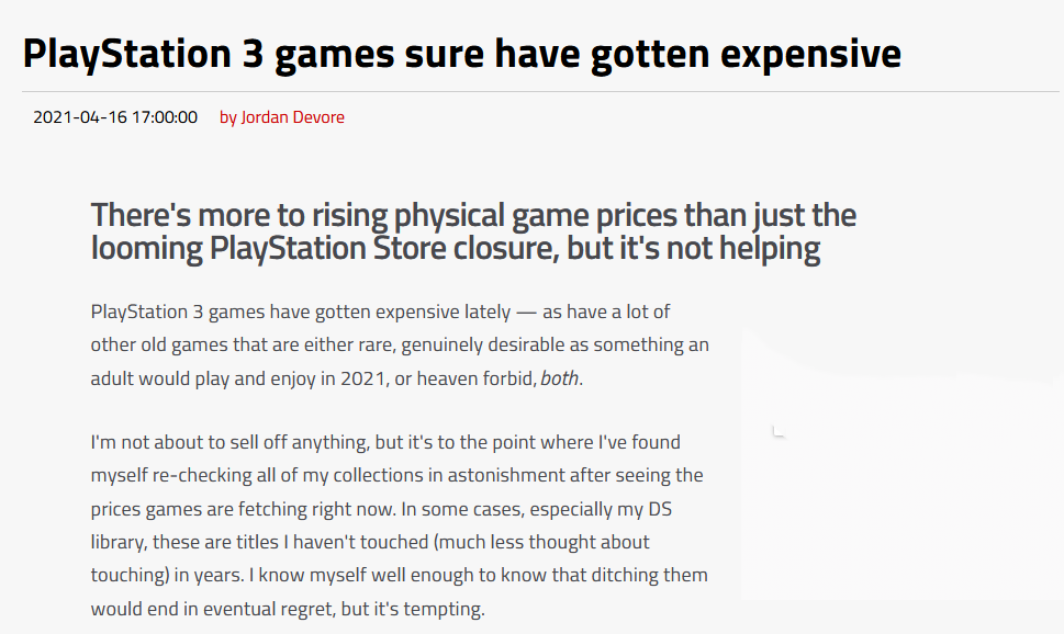 因索尼7月关闭PS3商城消息 二手市场实体游戏价格猛涨