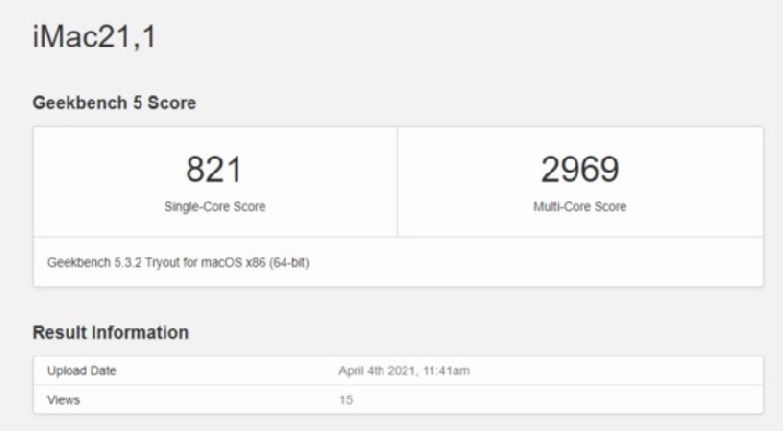 网曝iMac21,1跑分 搭载M1芯片