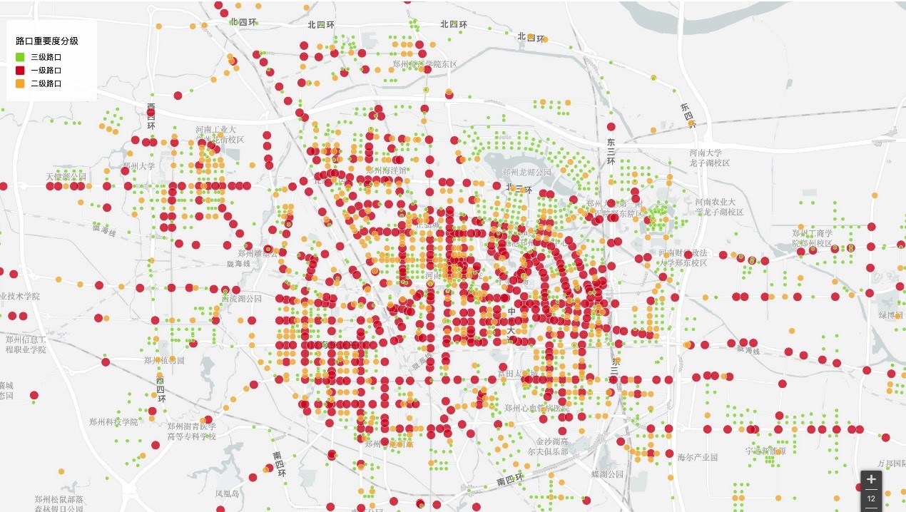 （图为郑州市路口分级）