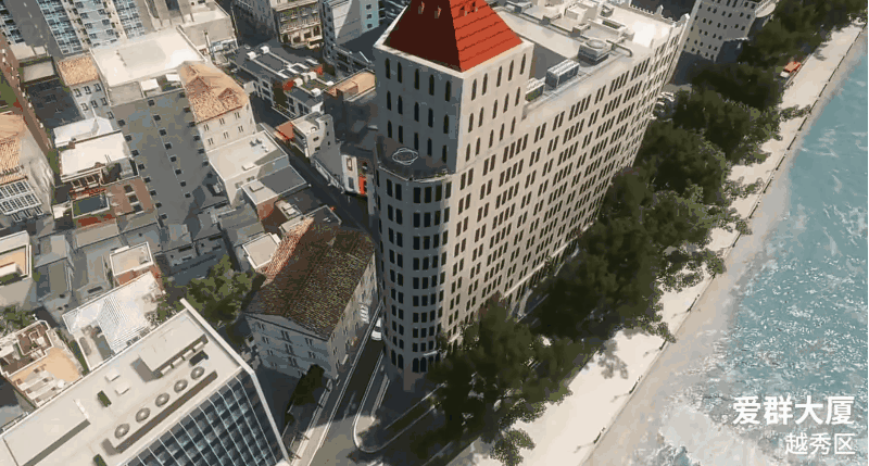 游戏中还原的爱群大厦。/B站