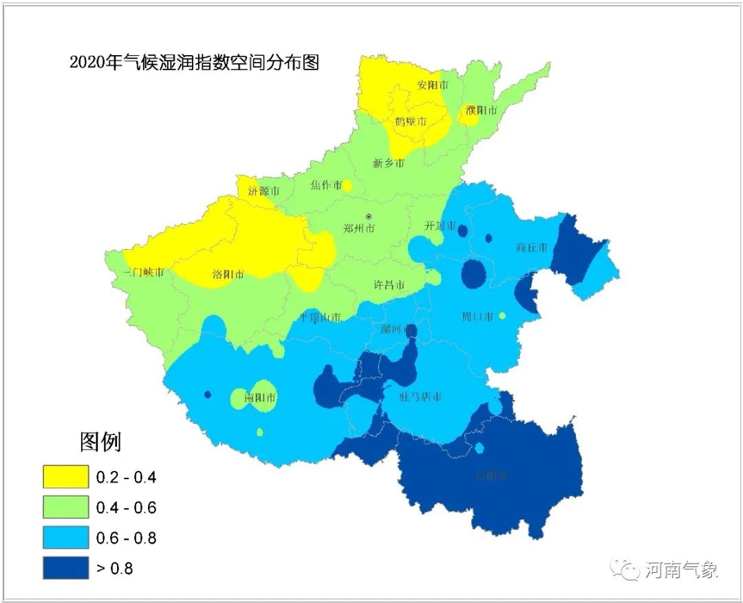 气候湿润度指数与去年相比变化图2,农业干旱未造成严重影响干旱是河南