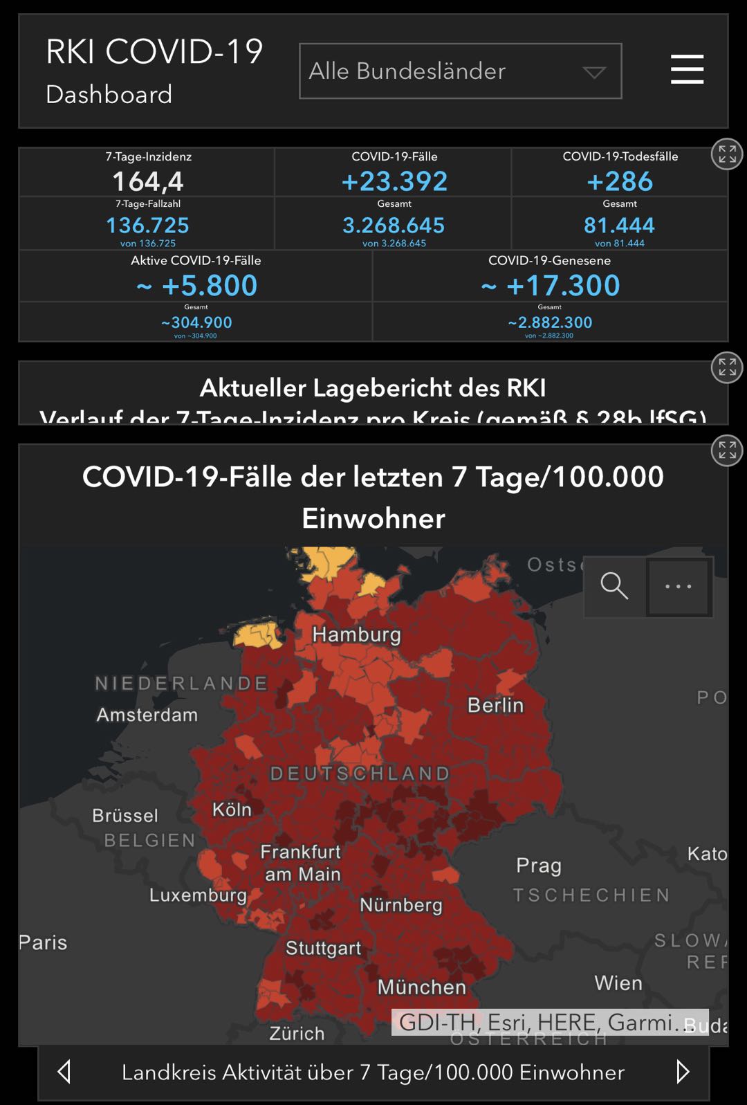 德国新增新冠肺炎确诊病例23392例 累计确诊3268645例