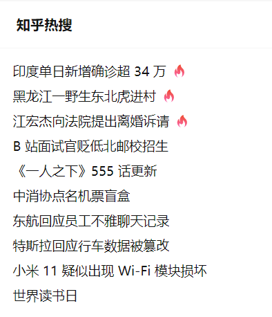 知乎热搜截图