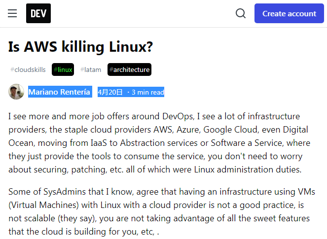 开发者质疑AWS和Azure云服务正在绞杀Linux服务器市场