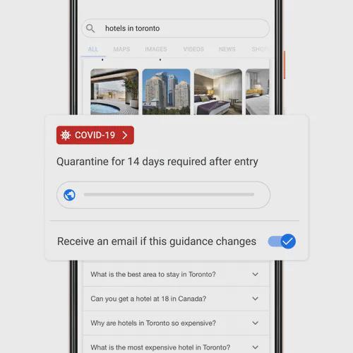谷歌正在将COVID-19的相关信息添加到旅游搜索页中