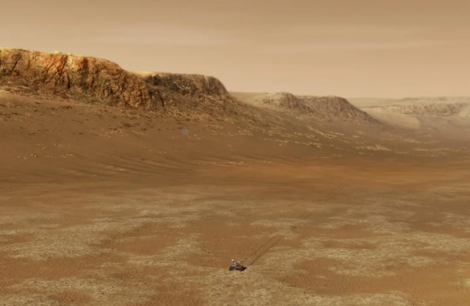 毅力号在火星 Jezero 陨石坑内的工作示意图。图片来源：NASA and JPL-Caltech.