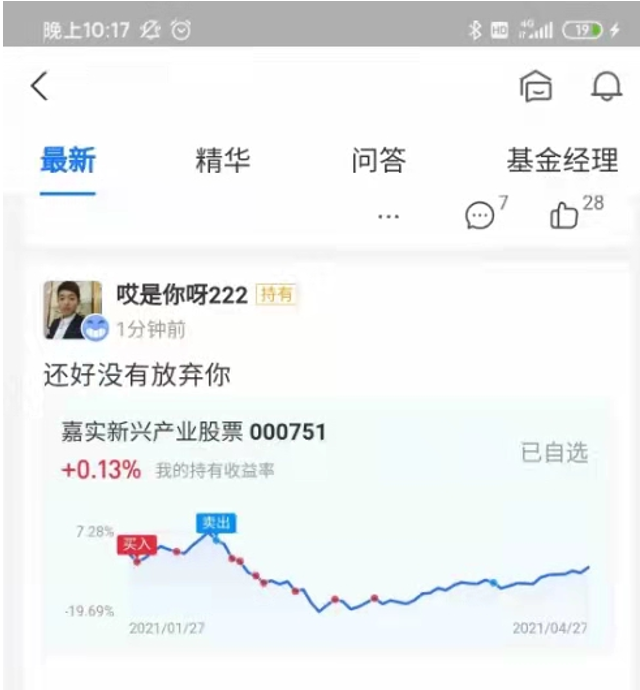图2 嘉实新兴产业持有人的留言