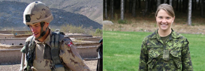 △沙穆恩在阿富汗服役时（左）、服役时的安娜丽丝（右）