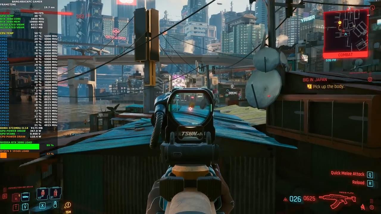 rtx3090最高画质运行赛博朋克2077效果极佳