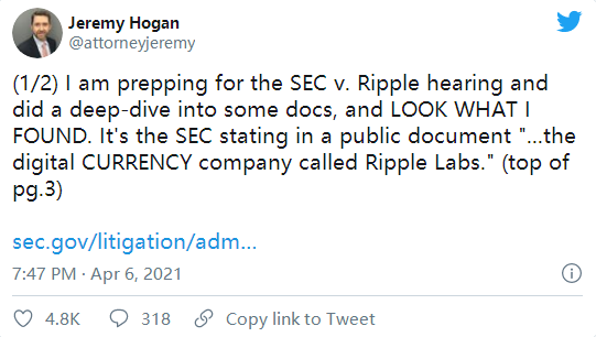Ripple获准查看美国SEC关于将加密资产定义为证券的内部讨论文件