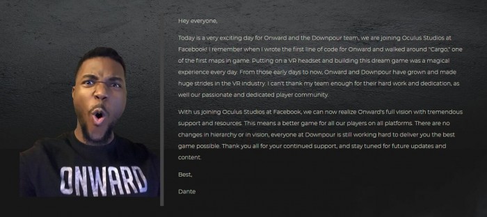 Facebook宣布收购VR游戏Onward开发商Downpour Interactive
