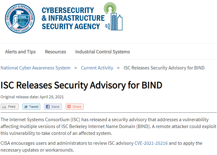 ISC敦促更新DNS服务器以封堵新的BIND域名系统漏洞