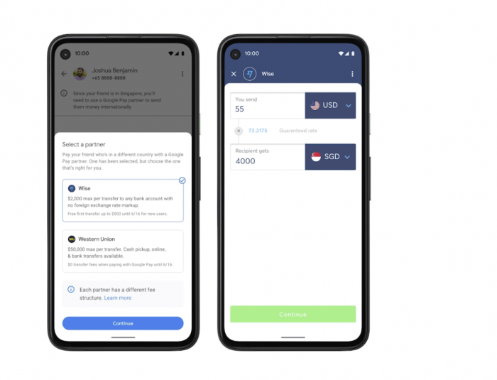 谷歌支付美国用户现在可以向印度和新加坡的用户汇款