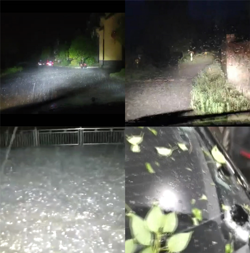 暴雨冰雹夜间来袭 湖南宁乡多个乡镇房屋车辆受损