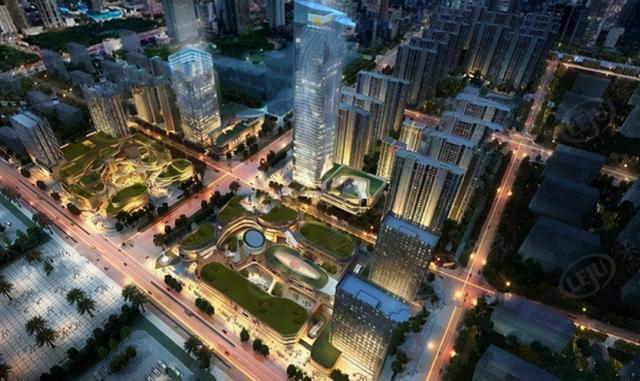 绿地三期项目效果图,其中218米高的超高层非常显眼