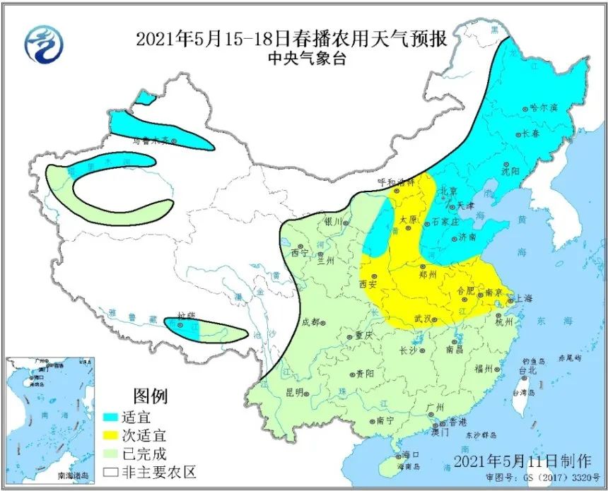 图3 2021年5月15-18日春播农用天气预报