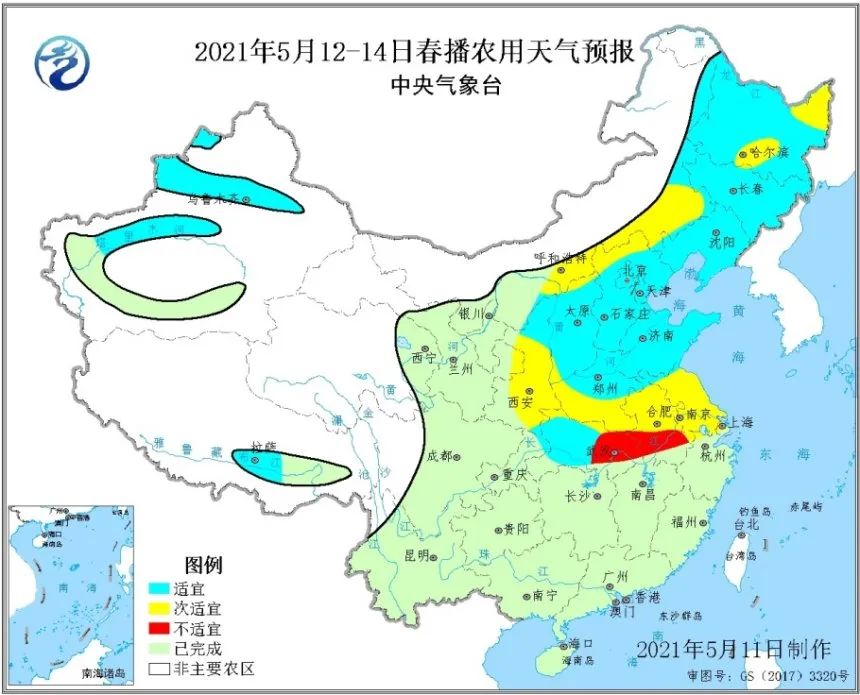 图2 2021年5月12-14日春播农用天气预报