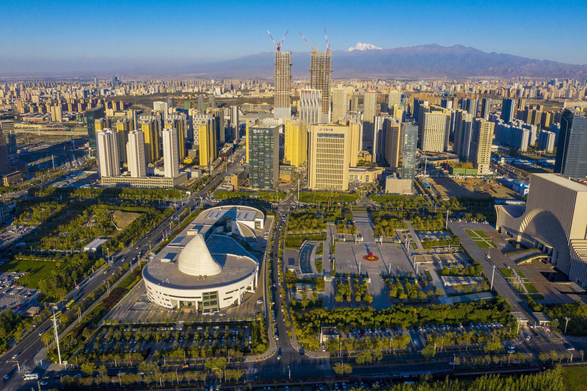 乌鲁木齐经济技术开发区(头屯河区)鸟瞰(2020年9月11日摄,无人机照片)