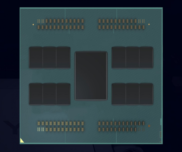 包含12个Zen 4和1个IOD芯片的AMD EPYC Genoa CPU的模拟图。(图片来源：ExecutableFix)