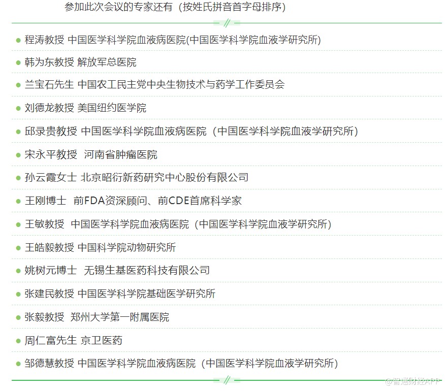 合源生物2021年第三届科学顾问委员会细胞治疗研讨会的部分参会名单