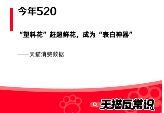 天猫“反常识”：520“塑料花”追上鲜花成为“表白神器”