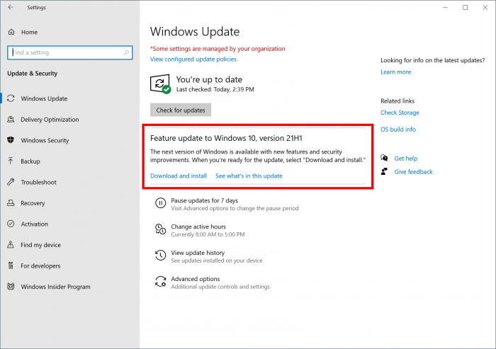 Windows 10 v21H1发布后的首个更新现已发布 包含大量的修复内容