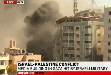 △加沙地带一座多家国际媒体所在大楼被炸毁