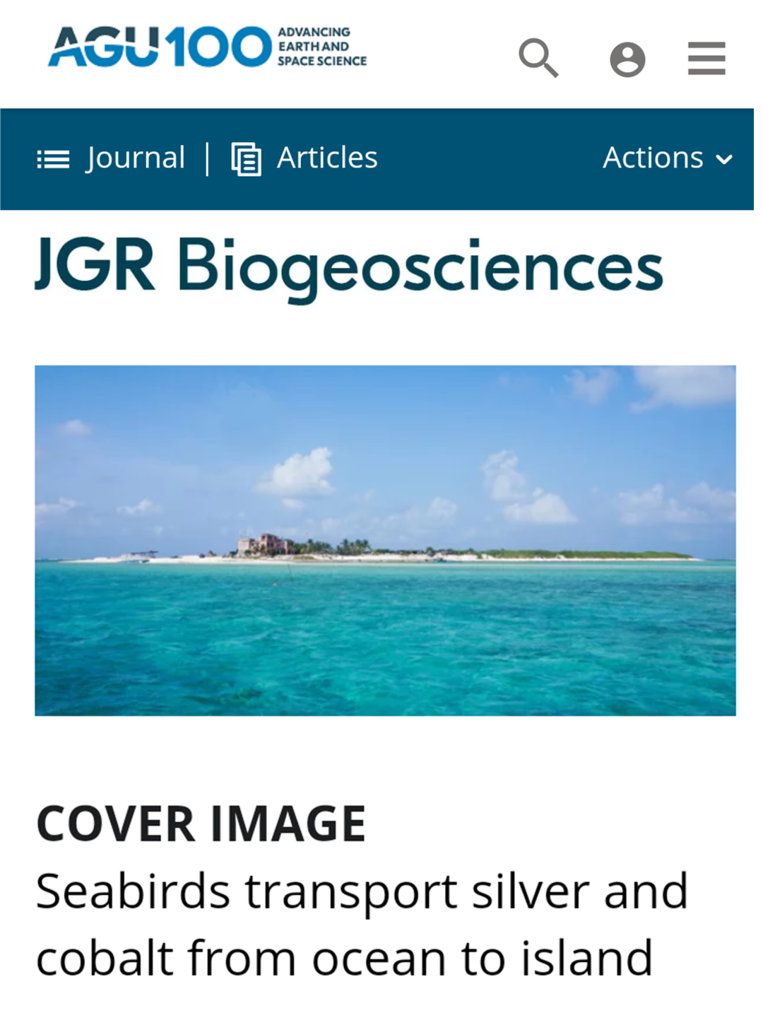 知名地学期刊JGR以Cover Image的形式刊登我校研究成果（图为西沙赵述岛）