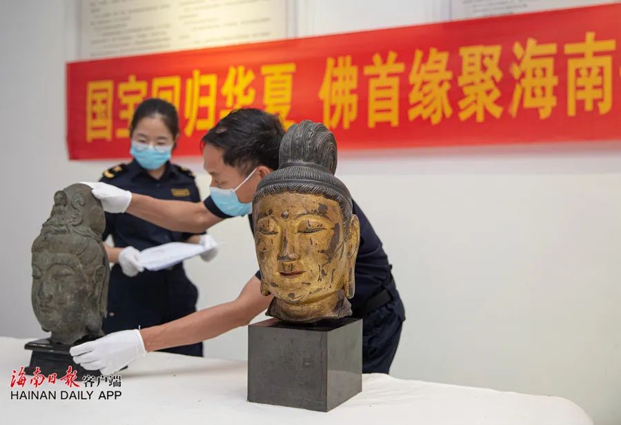 67国宝回家海口迎来从欧洲回流的两尊佛首文物