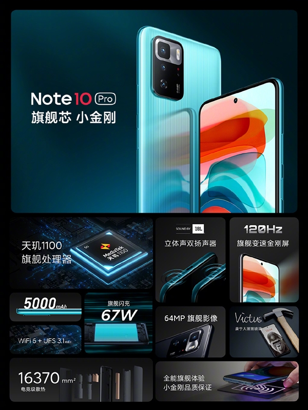 Redmi Note 10 Pro 手机发布：67W快充 1499元起