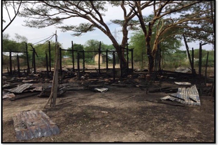 △ 经历纵火及爆炸袭击后的缅甸学校（图片来源：缅甸官方媒体《环球新光报》）