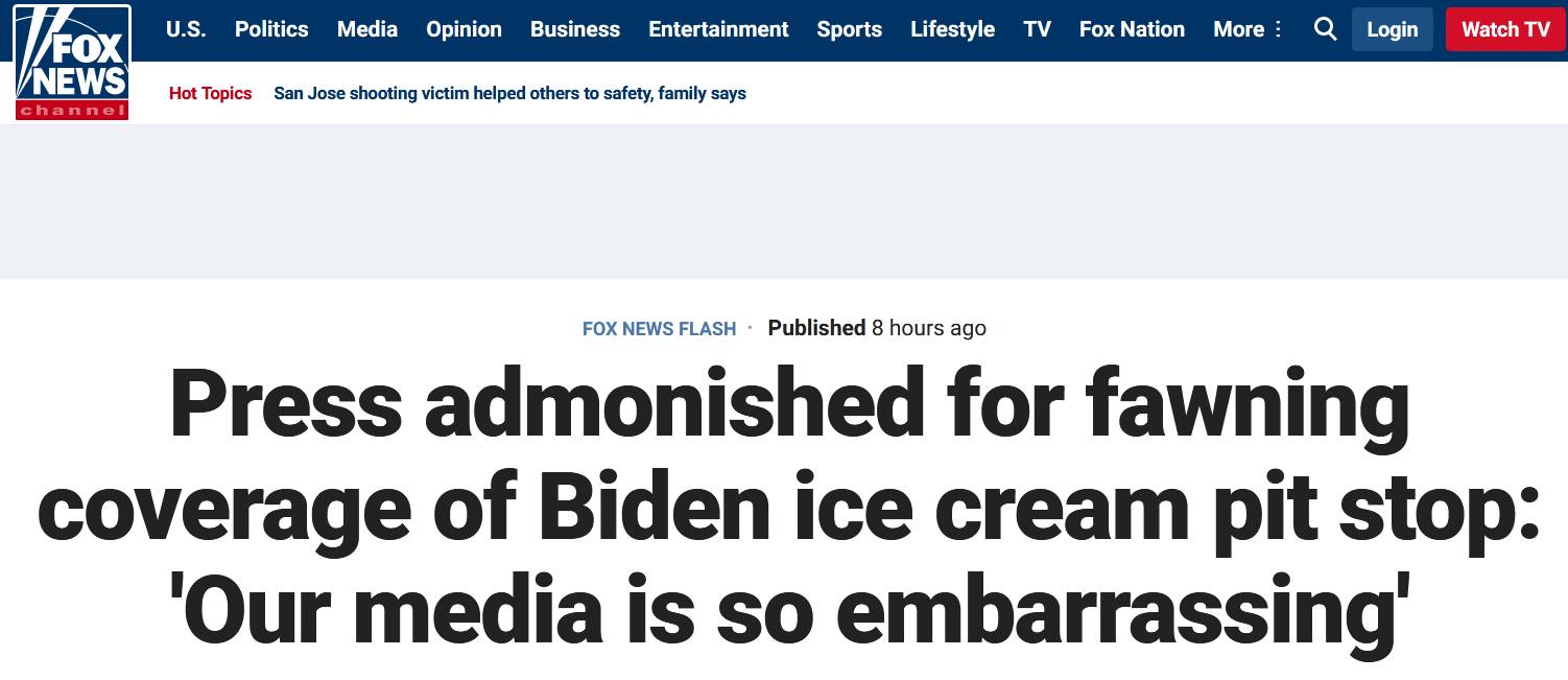 美媒记者痴迷报道拜登手中的冰淇淋，网友不满：这个国家的媒体完了！