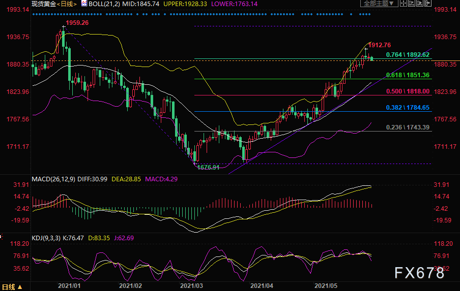 （现货黄金日线图）