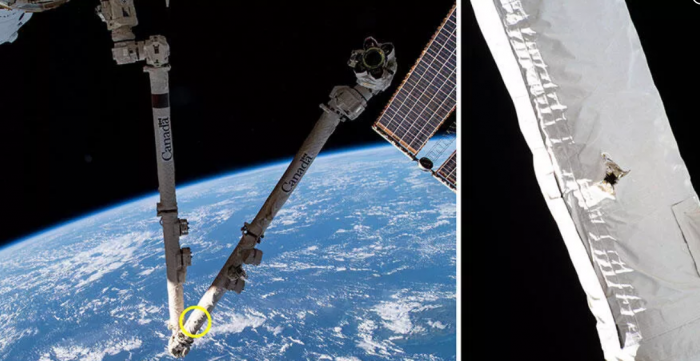 轨道碎片击中国际空间站机械臂 并留下明显痕迹