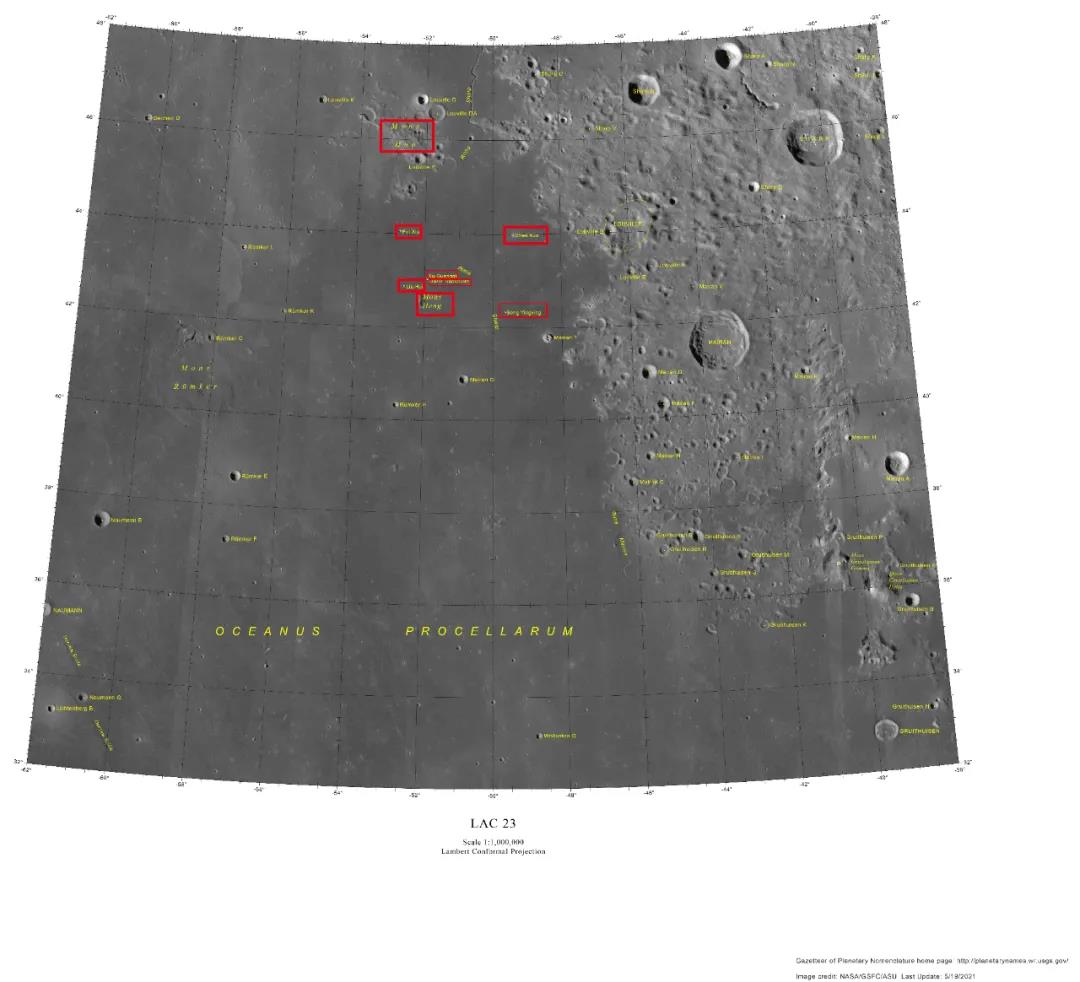 △国际天文学联合会公布的月球表面地貌命名