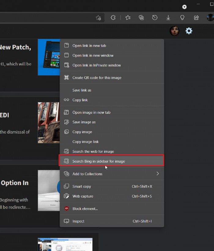 微软正在测试Edge Dev中的Bing侧边栏图片搜索功能