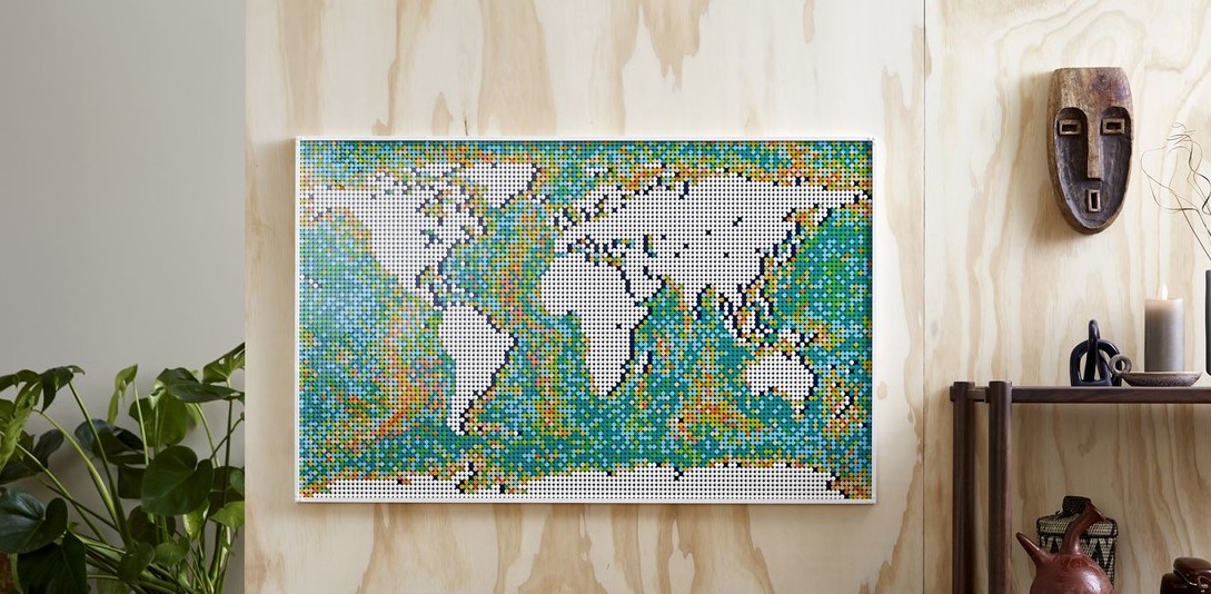 乐高史上最多零件世界地图公开 像素密集拼接不易