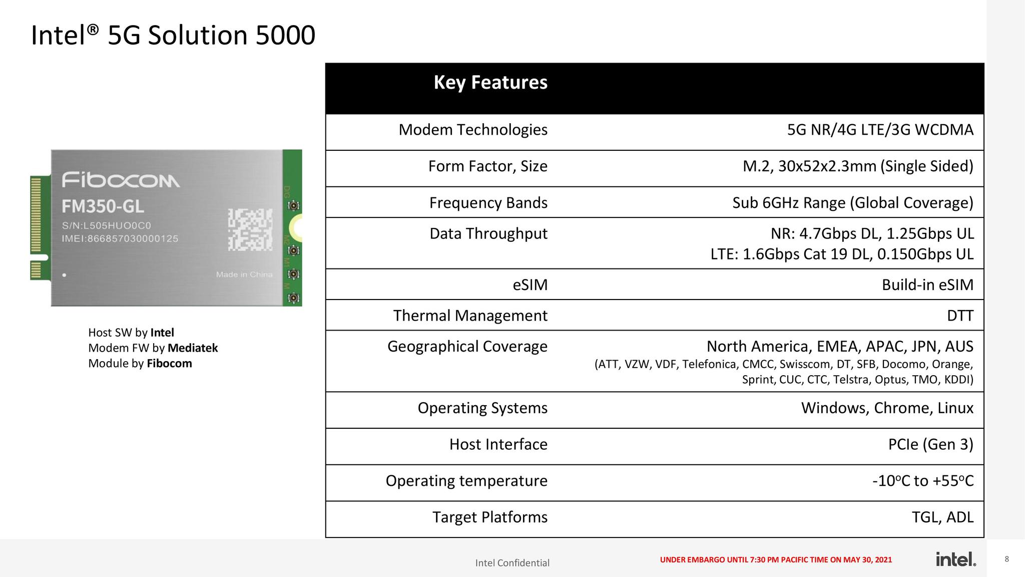 Intel 5G笔记本基带详情：峰值下载4.7Gbps、中国三大运营商都在