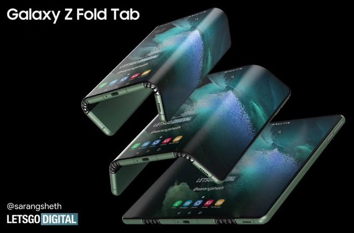 Galaxy Z Fold Tab概念渲染图：双铰链侧翼收纳 厚度仅增加一倍